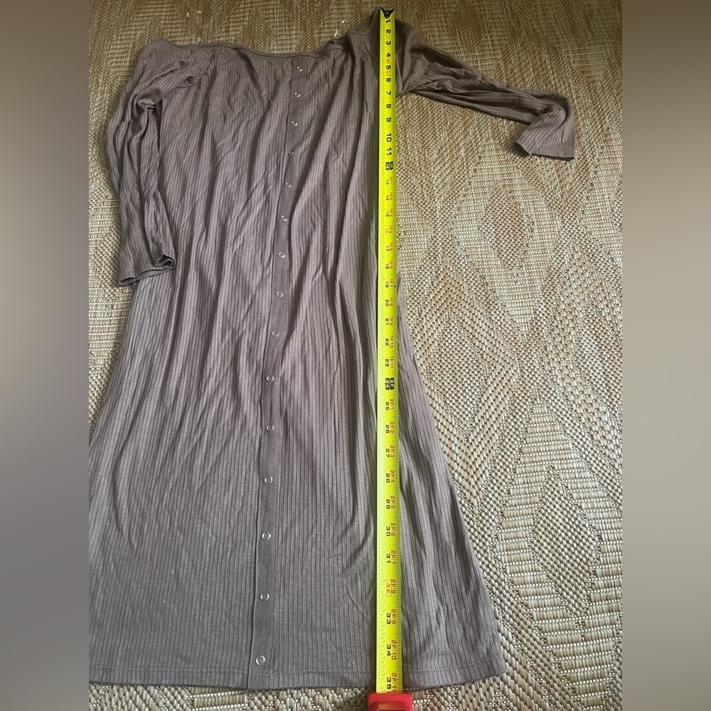 Active USA Women's Brown Ribbed Off the Shoulder Long Sleeve Dress,Size L,NWT - Picture 6 of 10